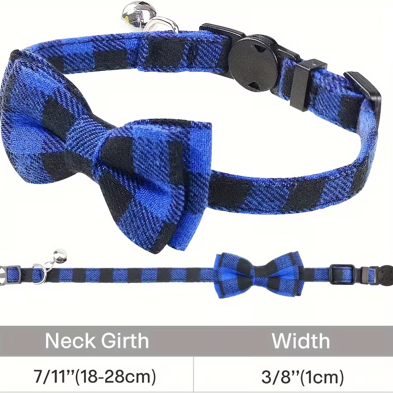 Plaid Bow Tie Cat Collar with Bell