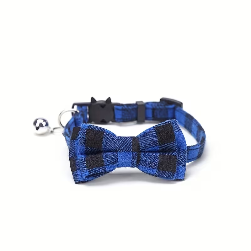 Plaid Bow Tie Cat Collar with Bell