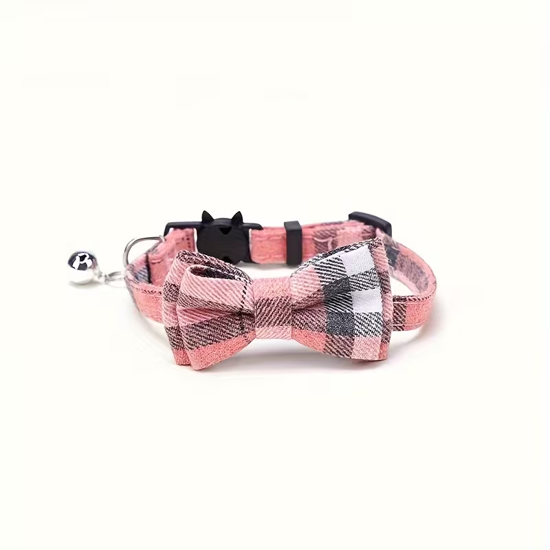 Plaid Bow Tie Cat Collar with Bell