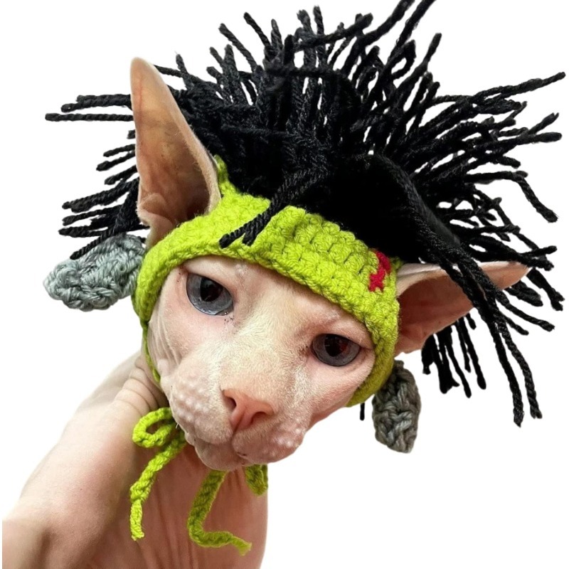 Crochet Braids Wig Hat for Cats