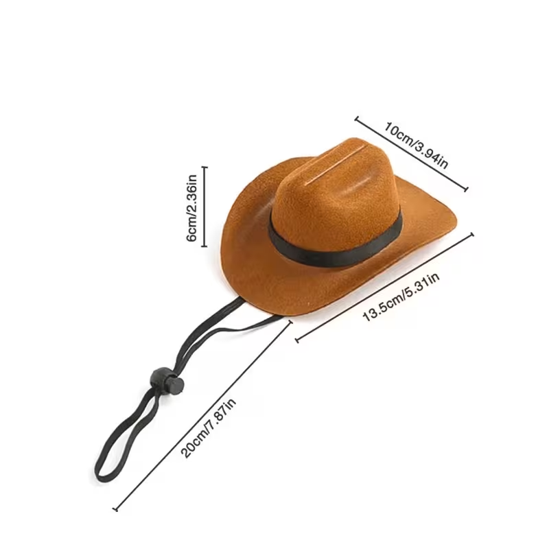 Brown Cowboy Hat + 5 Hooks Set