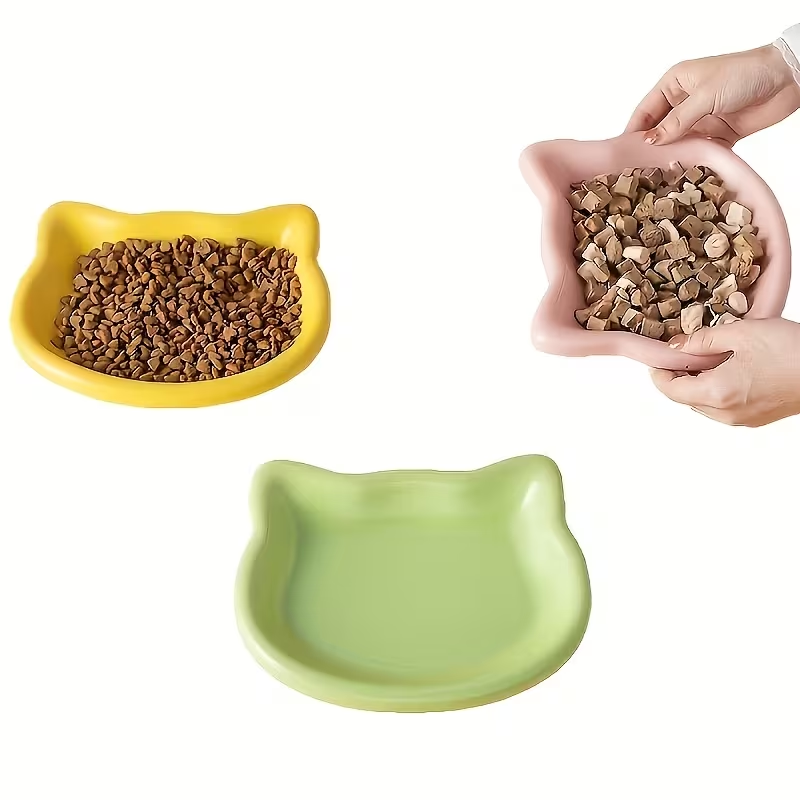 Cat-Shaped Plastic Feeding Tray