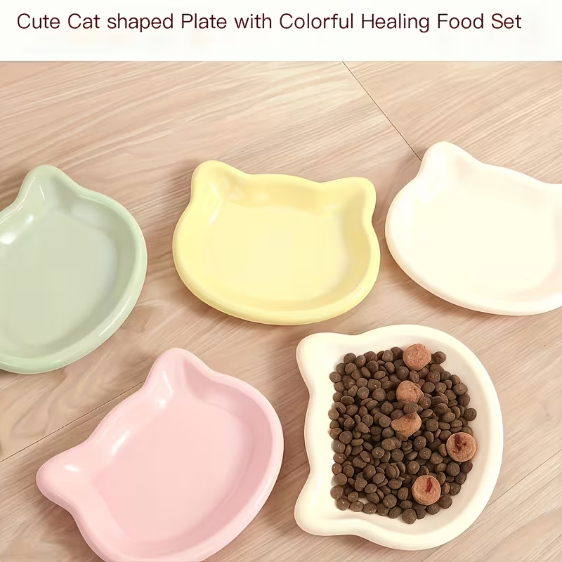 Cat-Shaped Plastic Feeding Tray
